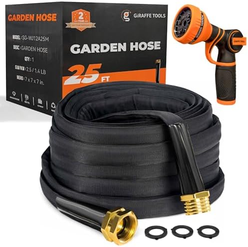 Giraffe Tools Garden Hose 25FT Lightweight Lay Flat Water Hose with AW505/8 Retractable Garden Hose Reel 5/8" x 115+5 ft - Image 6