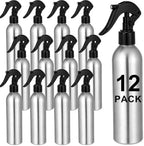 12 Pack 250ml Aluminum Spray Bottles Empty Reusable Refillable Mister Metal Silver Water Sprayer Tool for Hair Hairdressing Tattooing Greening BBQ Spritzer Bottle for Smoker by Ferrochef