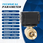 1" Motorized Ball Valve Brass - 2 Wire Auto Return Electric Water Valve with Full Port, 9-24V AC/DC Automatic Ball Valve, IP67 - Image 6