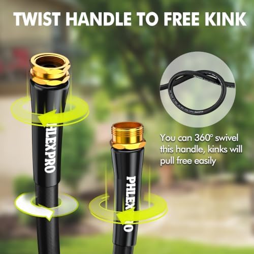 200 FT Heavy Duty Garden Hose, 5/8 in Rubber Water Hose, Black - Image 5