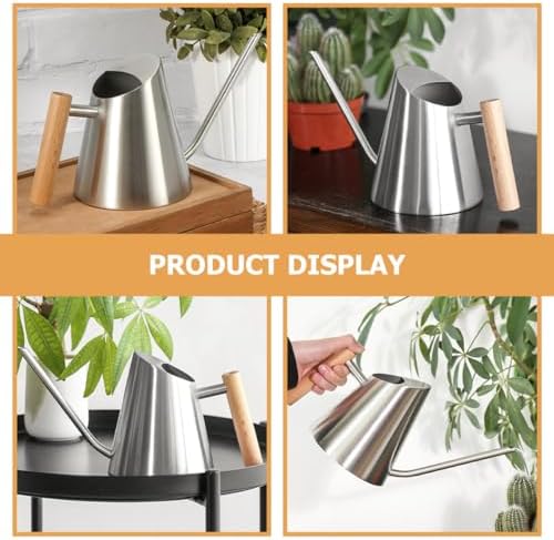 Long Spout Watering Can for Indoor Plants and Bonsai Gardening, 900ml Stainless Steel Pot with Wooden Handle, Seedling Watering Can for Home Balcony Plant Care - Image 5