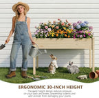 Raised Garden Bed with Legs, 48x24x30in Tall Wooden Elevated Planter Box with Liner for Flowers Vegetables Herbs, Outdoor Reinforced Large Raised Bed for Balcony/Patio/Backyard - Image 6
