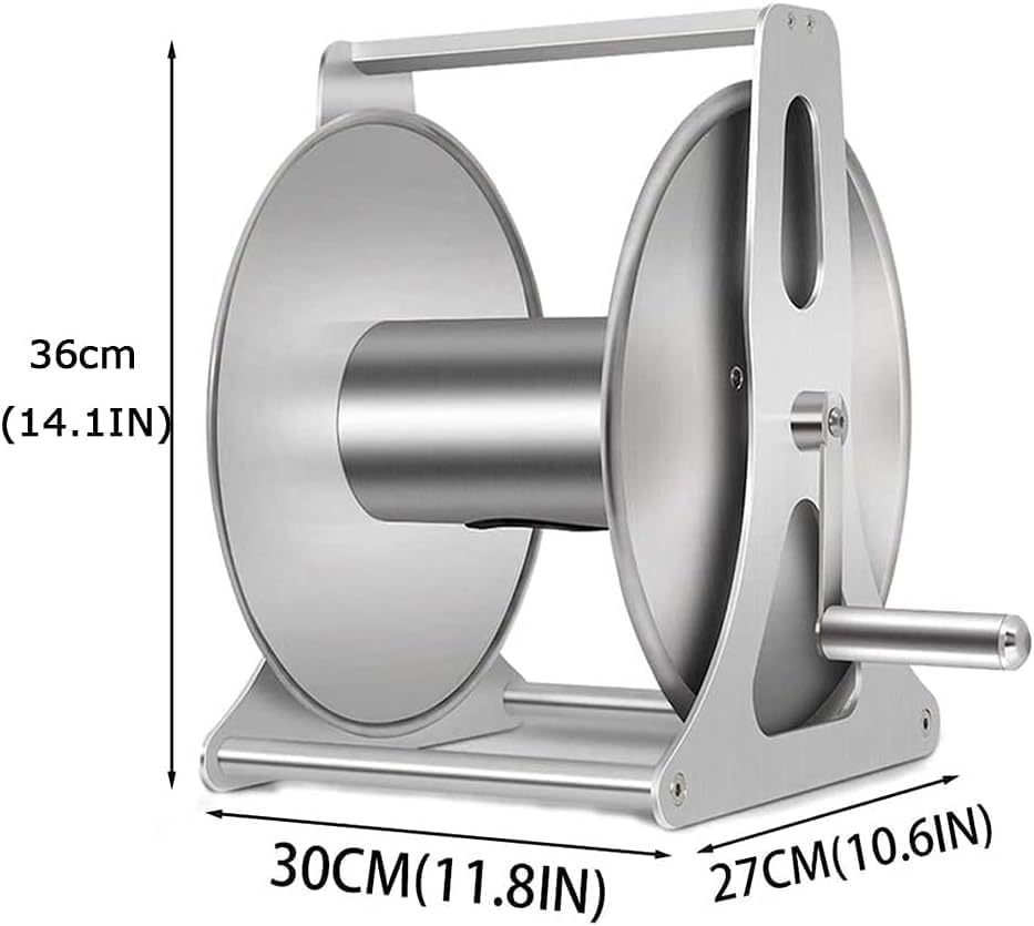 Stainless Steel Retractable Hose Reels Holders, Garden Hose Holders Storage Heavy Duty Durable Holds 131 Feet 1/2 Inch Suitable for Washing Cars Watering Flowers - Image 2