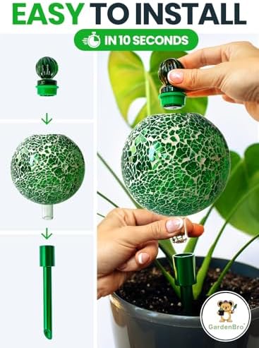 16 Oz 2 pcs Plant Watering Globes for Indoor Plants with Metal Self Watering Planter Insert - Premium XL Glass Hand-blown Globes - Automatic Plant Waterer Indoor, Gift For Gardeners [Mosaic & Crystal] - Image 4