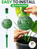 16 Oz 2 pcs Plant Watering Globes for Indoor Plants with Metal Self Watering Planter Insert - Premium XL Glass Hand-blown Globes - Automatic Plant Waterer Indoor, Gift For Gardeners [Mosaic & Crystal] - Image 4