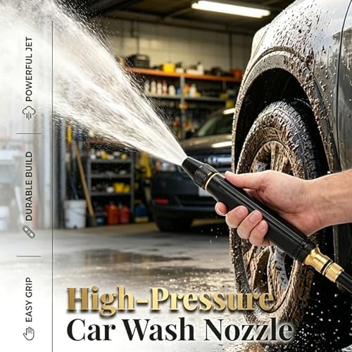 High Pressure Car Wash Water Gun, 8X Power Boost Hose Nozzle, Adjustable Spray Patterns, Solid Brass, for Car, Patio, Driveway, Yard (3) - Image 7