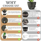 ZMTECH 12/10/8 in Self Watering Pots for Indoor/Outdoor Plants, Gold Bronze Large Plastic Planter with Water Level Indicator, Drainage Hole & Removable Saucer for Garden Flowers, Deco Plant Container - Image 4
