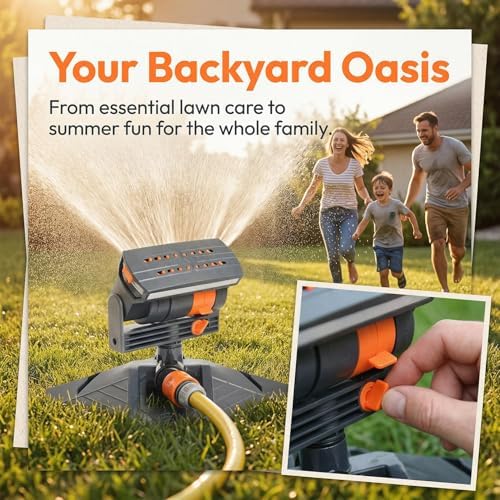 2026 New 16-Nozzle Oscillating Sprinkler with Dual-Zone Sprinkler Water Timer, 360° Adjustable 4-Way Mini Turbo oscillating Sprinkler for Lawn Yard Garden (Green, with a Set nozzles) - Image 3