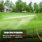 Heavy Duty Metal Tripod Sprinkler - Waters Up to 90 Ft, 50 Inch Tall, 360 Degree Rotation - Image 2