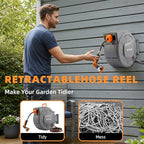 Retractable Garden Hose Reel, 1/2 inch x 100 ft Water Hose Reel Wall Mounted, Any Length Lock, Slow Auto-Rewind, 180°Swivel Bracket & 10 Pattern Nozzle - Image 6
