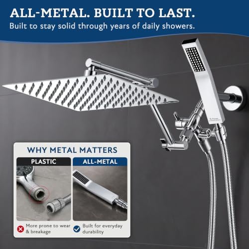 G-Promise All Metal 10 Inches Rainfall Shower Head with Handheld Combo - Image 3