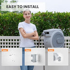Giraffe Tools Retractable Garden Hose Reel 5/8" 90FT Wall Mount Light Grey - Image 4