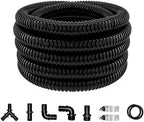 LONGRUN Pond Tubing 1 Inch Diameter, 20.7 Feet Long Corrugated Flexible Hose Pipe with Clamps Pipe Fittings, Pool PVC Tube for Garden Ponds Waterfalls Camping Caravans Filters Drainage Marine by Longrun