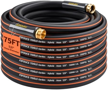 Garden Hose 75ft x 5/8", Heavy Duty Water Hose, Kink Resistant by FXFOUCSTOOLS