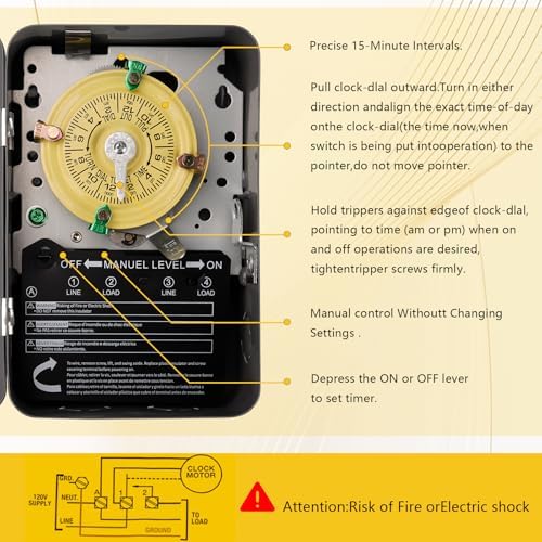 T104 Mechanical Timer Switch Replacement, 24-Hour Pool Timers for Pump - Image 7