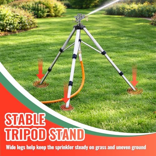 YAMATIC Impact Sprinkler, 21-50in Height Adjustable Tripod Base, 1 PCS - Image 3
