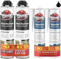 Kraken Bond Black Spray Waterfall Foam Sealant 2x24 oz & Aquarium Silicone Sealant 2x10.1 fl. oz – Bundle for Vivarium, Terrarium, Fountain & Aquascape Background, Foam Gun and Cleaner Not Included by KRAKENBOND