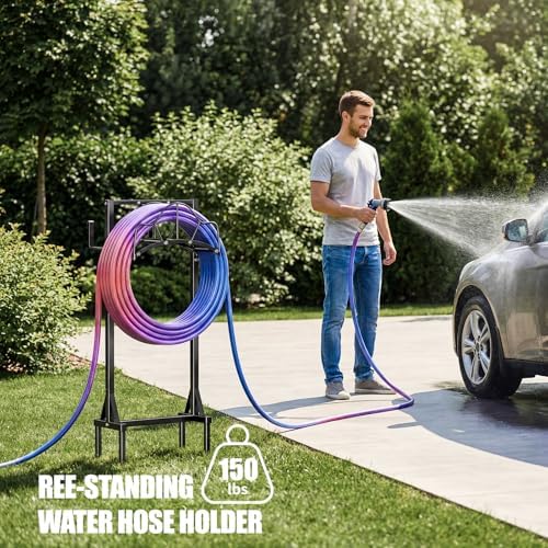 Garden Hose Holder Heavy Duty Metal Hose Stand Sturdy Freestanding Hose Hanger, Detachable Storage Rack for Outside Yard Lawn - Image 6