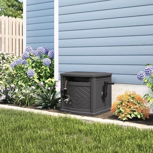 150 ft Hose Reel with Sliding Track Hose Guide, Outdoor Hose Storage with Crank Handle for 5/8 Inch Hose, Gray - Image 5
