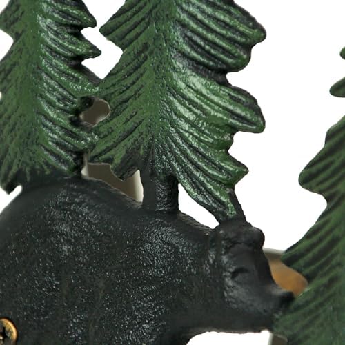 Zeckos Garden Hose Holder Black Bears in Forest 11 Inch Cast Iron - Image 3