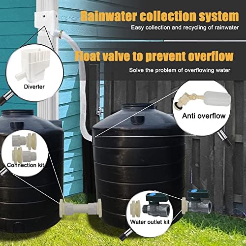 Perfsign Prevent Overflow Rainwater Collection System,Downspout Diverter,Rain Water Catching System,Rain Barrel Spigot kit,Rain Barrel Diverter kit,Downspout Adapter,Roof Rain Diverter Connection Kit - Image 2