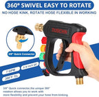 DUSICHIN Pressure Washer Short Wand High Power Spray Gun 5 Nozzle Tips Car Wash Foam Gun Foam Cannon Attachment 1/4" Quick Connector Outlet,3/8'' M22-14mm M22-15mm Fitting,Not Use with Garden Hose - Image 4