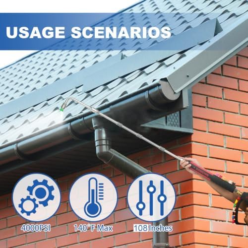 DUSICHIN Pressure Washer Extension Wand Gutter Clean Power Washer Lance - Image 3
