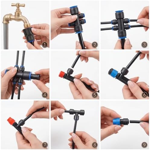 Drip Irrigation System 230FT Quick-Connect Drip Irrigation Kit with 1/4 inch 1/2 inch Irrigation Tubing Hose and Accessories for Lawn Raised Bed Greenhouse Plant Watering System - Image 5