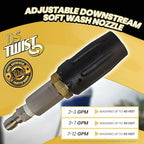 X-Jet DS Twist Nozzle - Adjustable Downstream Soft Wash Nozzle. 0-60 degree Spray Pattern with Low to High Reach for use with Pressure Washer 7-12 GPM - Image 2