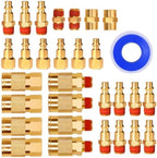 30 Pieces Solid Brass Air Fittings, Industrial Coupler and Plug by FYPower