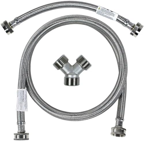 Certified Appliance Accessories Braided Stainless Steel Steam Dryer Installation Kit with 6-foot Fill Hose, 1-foot Inlet Adapter Hose, and Y-Connector by CertifiedApplianceAccessories