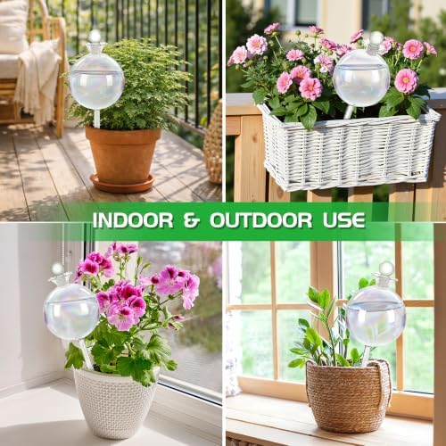 17 oz Extra Large Plant Watering Globes, Glass Self Watering Globes, Rainbow Gradient Self Watering Planter Insert, Watering Bulbs, Automatic Plant Waterer for Indoor Outdoor Plants (4 Pack) - Image 7