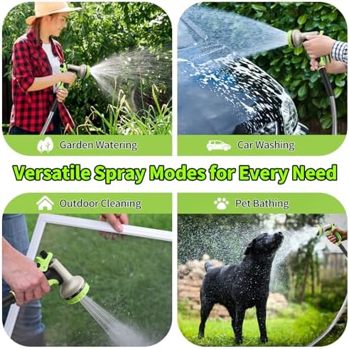 GOXAWEE 100FT Garden Hose, Stainless Steel Water Hose, 10 Function Nozzle - Image 6