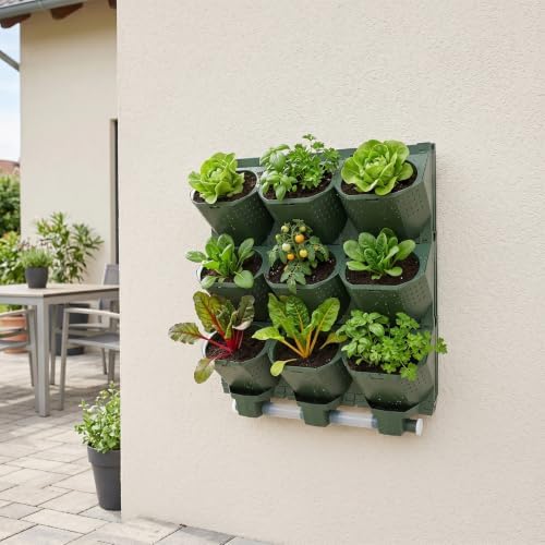 Vertical Wall Planter 3-Tier, 9-Pot Hanging Plant Holder(Green) - Image 6
