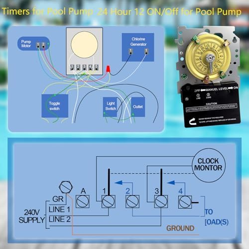 T101M Pool Timer Mechanism Only, Pool Pump Timer, 120V 2HP SPST 40A Time Switch, 24 Hour 12 ON/Off for Pool Pump, Heavy-Duty Mechanical Time Switches,Time Switch Mechanism Only, 5 Years Warranty - Image 5