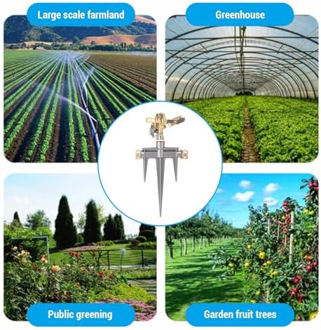 Lawn Sprinklers for Yard Large Area, 360 Degree Rotating Garden Sprinkler, 49FT Spray Distance Brass Nozzle, Heavy Duty Aluminum Spike Base for Orchard - Image 3