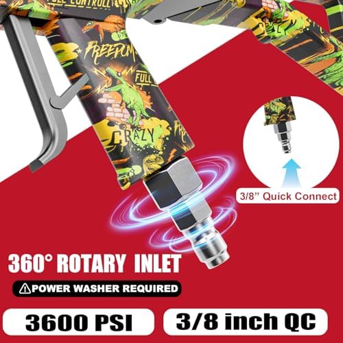 MP5 Model Pressure Washer Gun with Swivel & 4 Nozzles, 3600 PSI High Pressure Spray Gun with 3/8" Quick Connect Plug, Swivel Gun Compatible with Foam Cannon, Power Washer Accessories (Green) - Image 5