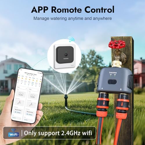 WiFi Water Timer for Garden Hose with Brass Inlet,Smart Hose Timer with WiFi Hub, APP & Voice Control,Up to 20 Watering Plans, 2-Zone Sprinkler Drip Irrigation System Controller for Yard Lawn Watering - Image 2