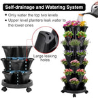 GameXcel Vertical Planter Tower - 7 Tier Stackable Garden Planters with Wheels and Garden Tool Set Plant Pots for Strawberry Herb Flower and Vegetable Indoor Outdoor Use Black - Image 3