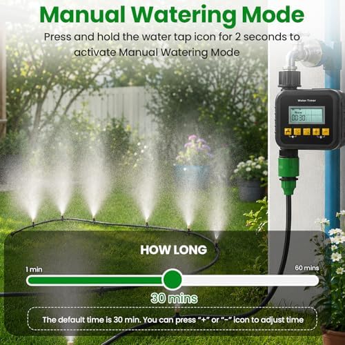 Misters for Outside Patio with Timer, Misting Cooling System with 33FT Hose and 8 Brass Nozzles, 9 Modes, 3/4” NPT Faucet Adapter, Automatic Misters for Chicken Coop Backyard Garden Porch Gazebos - Image 7