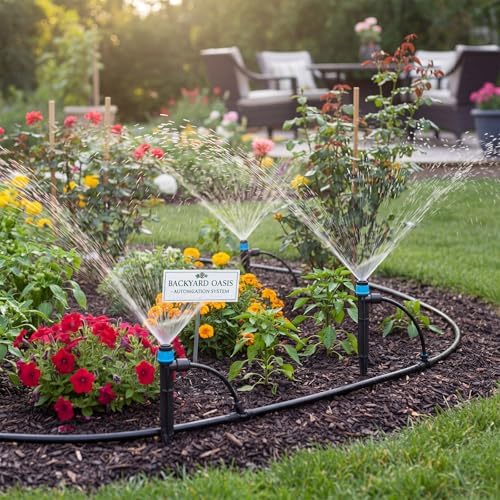 Yungyan Extra Thickened 230FT New Quick-Connect Drip Irrigation System Kit with 1/2''&1/4'' Tubing, Adjustable Drip Emitters & Misting Nozzles, DIY Automatic Irrigation Kit for Garden Greenhouse Lawn - Image 5