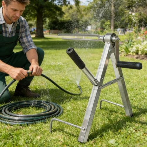 Metal Hose Winder - Retractable Storage Rack for Watering | 13.78x15.75x5.12in, Sturdy Steel Construction with Compact Frame, Irrigation Equipment for Garden Patio Farm Home Exterior Cleaning - Image 2