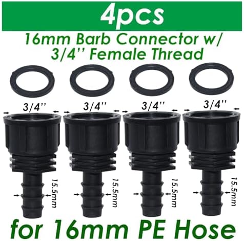 4PCS 1/2" 3/4" Threaded 16 20 25MM PE Hose Barb Tee Connector Garden Drip Irrigation Adapter Tubing Coupling Repair(SPL11-229-16MM-4PCS) - Image 7