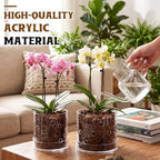 5/6 Inch Clear Acrylic Orchid Planter Pot with 360° Round Holes & Tray - Image 6