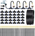 98Ft Greenhouse Drip Irrigation Kit Automatic Irrigation System 360°Adjustable 30 Brass Spray Nozzles 1/2'' Irrigation Tubing Hose Patio Misting Plant Watering with Blank Distribution Tubing Hose by Heyxire