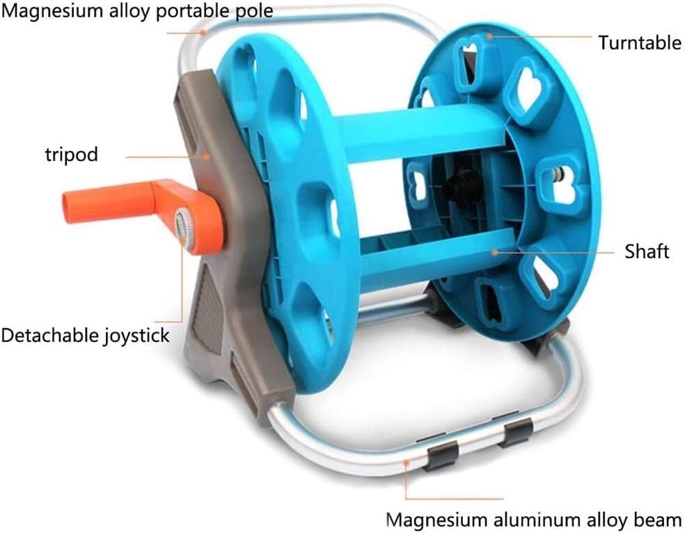 Garden Hose Reel,Wall/Floor Mounted Retractable Hose Reel for Garden, Lawn, Farm, Car Washes Outside Water Pipe Rack Winding Tool Hose Reels (Color : Blue, Size : Large) - Image 5