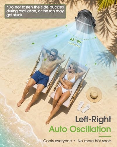 Ausic 2026 Upgraded 10″ 9L Oscillating Portable Misting Fan With Light, [Max 55Hrs] Golf Cart Mister Fan for Outside Patios, Outdoor Rechargeable Battery Operated Water Cool Fan-3 Spray Misters - Image 3