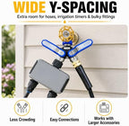 Garden Hose Splitter 2 Way, All-Metal Heavy Duty Water Spigot Splitter,with 3.68" Extra Long Handles, with Dual Shut-Off Valves, High Flow 3/4" GHT Outdoor Faucet Adapter,Blue - Image 7