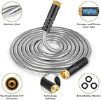 Unywarse Garden Hose 200FT Metal Water Hose with 10 Function Nozzle No-Kink - Image 2