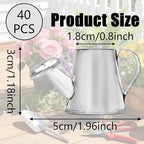 40Pcs Mini Watering Can Mini Galvanized Watering Can Silver Miniature Watering Pot, Small Metal Kettle for House Crafts, Garden Ornaments, Gardening Landscape, Party Favors, Dollhouse Decor - Image 2